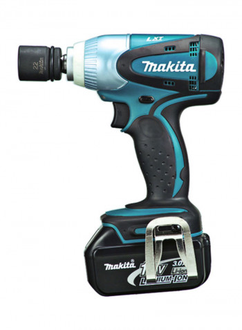 Cordless Impact Wrench With 2 Battery And Charger Blue/Black/Silver 165x79x234millimeter