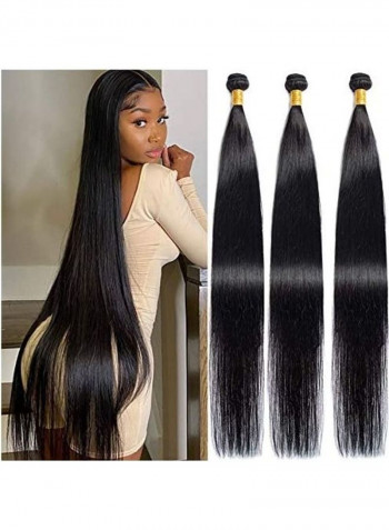 Pack Of 3 Brazilian Long Straight Human Hair Extensions أسود 32بوصة