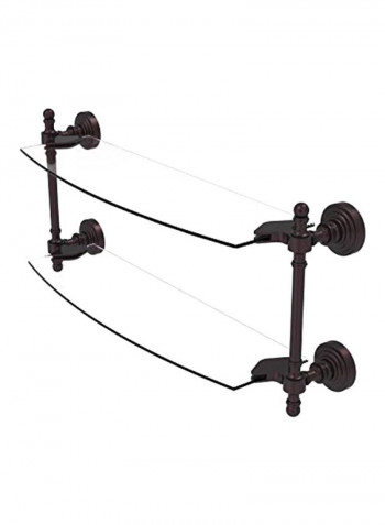 2-Tier Glass Shelf Clear/Brown 18x5inch
