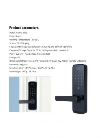 Smart Electronic Door Lock Sensor Black 45centimeter