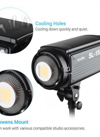 SL150W 5600K 150W High Power LED Video Light Wireless with Bowens Mount Black