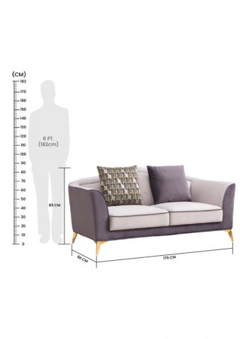 Loretta 2 Seater Fabric Sofa Grey/Beige