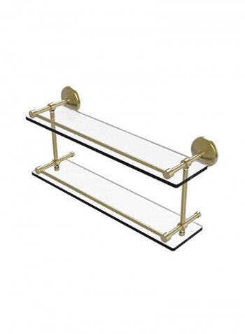 2-Tier Monte Carlo Collection Glass Shelf With Gallery Rail Gold/Clear 22inch