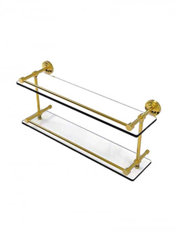 Dottingham Collection Double Gallery Rail Glass Shelf Clear/Gold 22inch