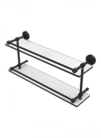 Double Gallery Rail Glass Shelf Clear/Black 22inch