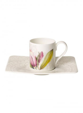 12-Piece Quinsai Garden Espresso Cup And Saucer Set White/Pink/Green