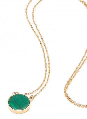 18 Karat Rose Gold Malachite Single Stone Necklace