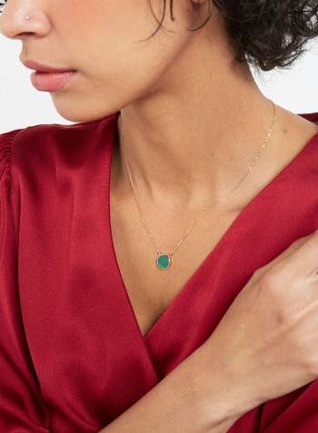 18 Karat Rose Gold Malachite Single Stone Necklace