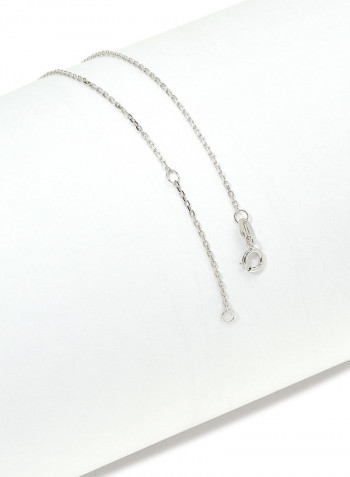 18 Karat White Gold Tiger Eye Single Stone Necklace