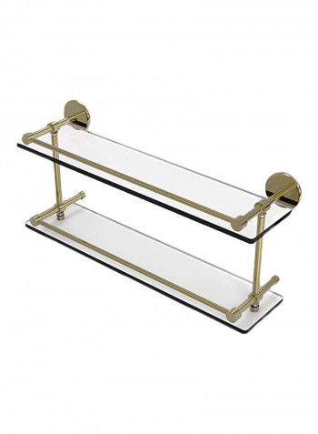 2-Tier Gallery Rail Glass Shelf Gold/Clear 22inch