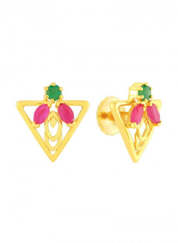 22 Karat Yellow Gold Gemstone Studded Earrings