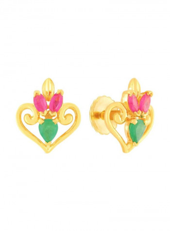 22 Karat Yellow Gold Gemstone Studded Earrings