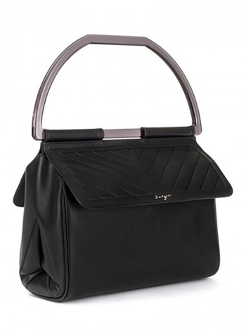 Viva Leather Satchel Handbag Black