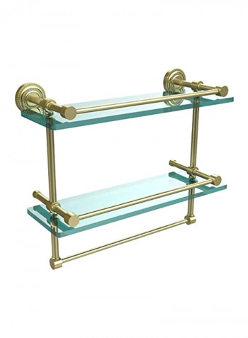 Dottingham Double Towel Bar Glass Shelf Satin Brass/blue 16inch