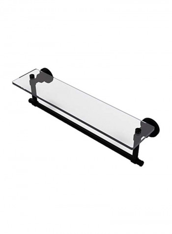 Glass Shelf With Towel Bar Clear/Black 22x5inch