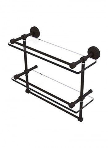 2-Tier Wall Mounted Glass Shelf Black/Clear 16inch