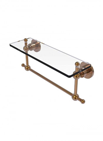 Glass Shelf With Integrated Towel Bar Clear/Gold 16x5x4inch