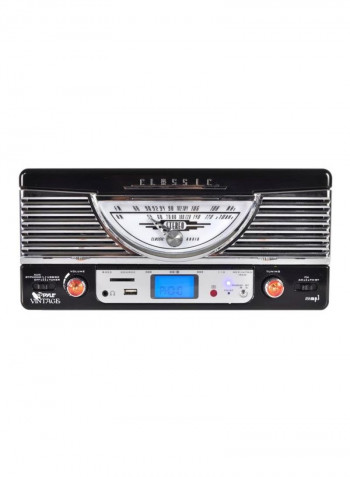 Retro Vinyl Stereo System With Bluetooth PTR8UBTBK Black/Silver