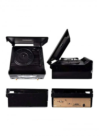 Retro Vinyl Stereo System With Bluetooth PTR8UBTBK Black/Silver