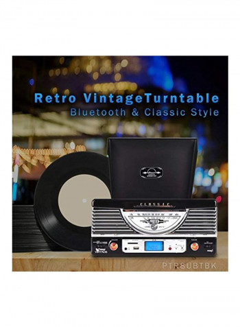 Retro Vinyl Stereo System With Bluetooth PTR8UBTBK Black/Silver