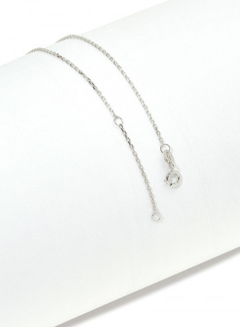 18 Karat White Gold Blue Topaz Single Stone Necklace