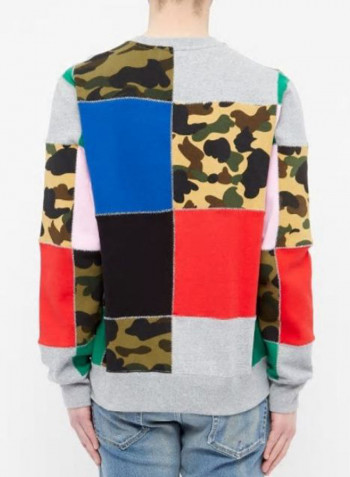 Patchwork Shark Wide Crewneck Sweatshirt Multicolour