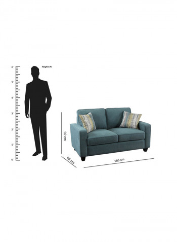 Simmons 2-Seater Textured Sofa With 2-Cushions Green 88x156cm