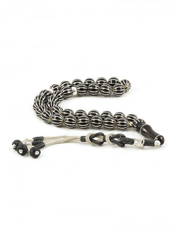 Jet Stone (Black Amber) Prayer Beads with Sterling Silver Components
