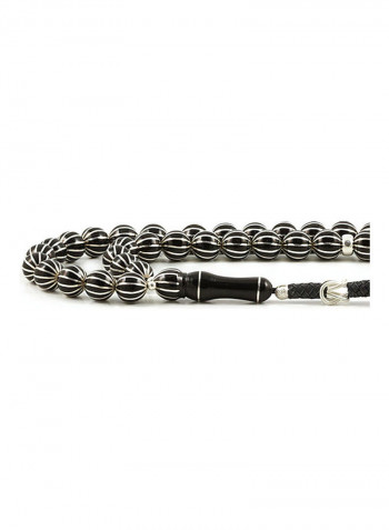 Jet Stone (Black Amber) Prayer Beads with Sterling Silver Components