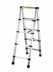 Portable Telescoping Ladder Black/Silver 70 x 52centimeter