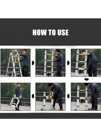 Portable Telescoping Ladder Black/Silver 70 x 52centimeter
