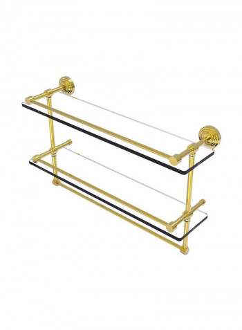 Double Gallery Rail Glass Shelf Gold/Clear 22inch