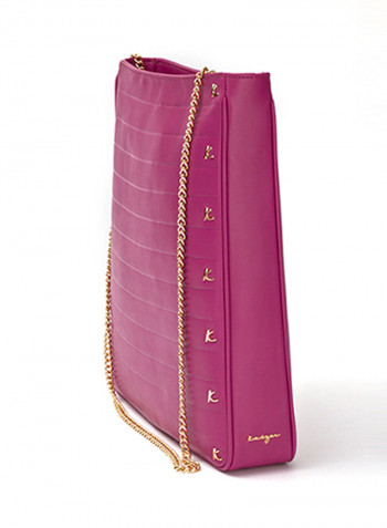 Viva Leather Tote Bag With Chain Pink