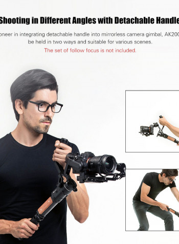 AK2000S 3-Axis Handheld Gimbal Stabilizer Lightweight Portable Torsion Brushless Vlog Gimbal with LCD Touchpanel Multicolour