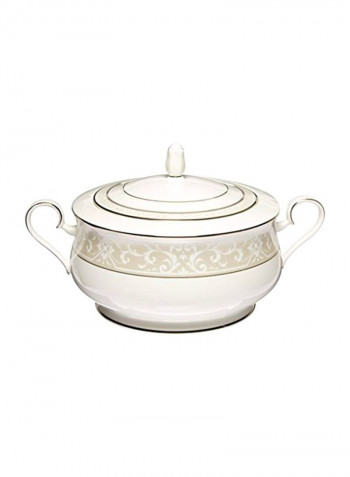 Montvale Platinum Covered Vegetable Bowl White/Gold 9x9x3inch