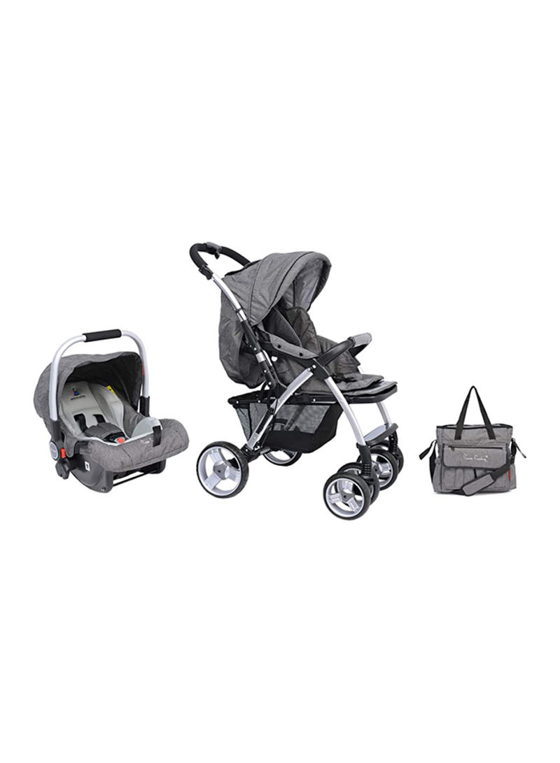Pierre Cardin 3 in 1 Baby Carrier and Stroller with Diaper Bag – PS684B-TS- Gray