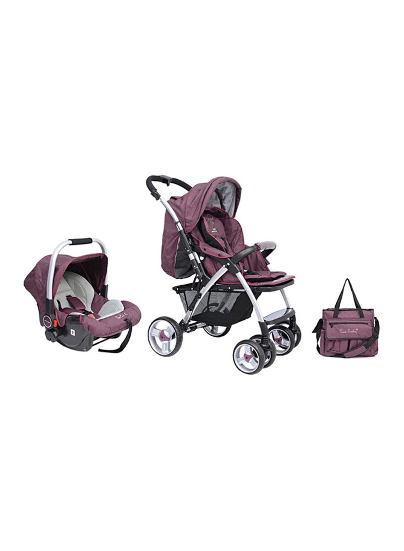 Pierre Cardin 3 in 1 Baby Carrier and Stroller with Diaper Bag – PS684B-TS- Purple