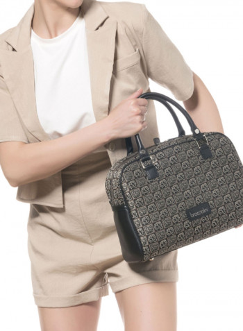Adjustable Strap Monogram Shoulder Bag Black/Grey/Brown