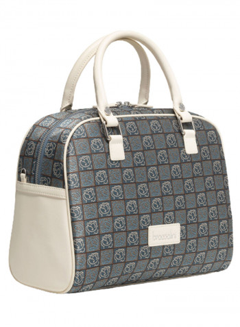 Adjustable Strap Monogram Shoulder Bag White/Grey/Black