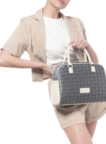 Adjustable Strap Monogram Shoulder Bag White/Grey/Black