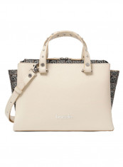 Asia Round Rivet Detail Shoulder Bag Beige/Grey/Black