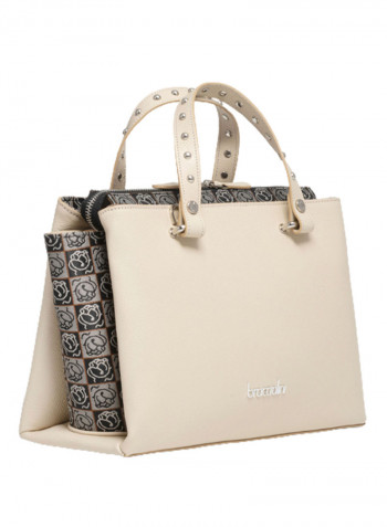 Asia Round Rivet Detail Shoulder Bag Beige/Grey/Black