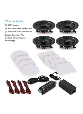 4-Piece 2-Way Speaker System PDICBT256 Black