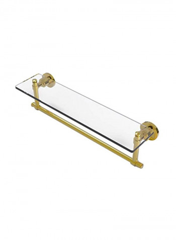 Glass Shelf With Towel Bar Clear/Gold 22x5inch