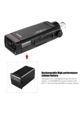 AD200Pro Portable Wireless Flash With Changeable Head 25.3x10x19centimeter Black