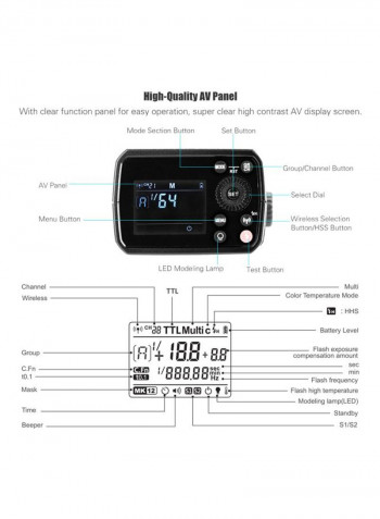 AD200Pro Portable Wireless Flash With Changeable Head 25.3x10x19centimeter Black