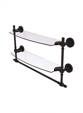 Retro Dot Collection 2-Tier Glass Shelf With Integrated Towel Holder Brown/Clear 18inch