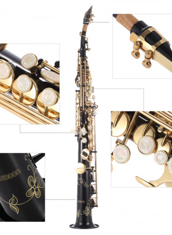 Ammoon Brass B Flat Straight Soprano Saxophone Woodwind Instrument