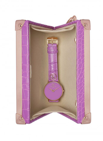 Women's Water Resistant Analog Watch With Clutch Set Y6501R-02