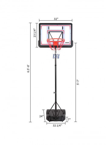 Adjustab Portable Basketball Hoop 96x32inch